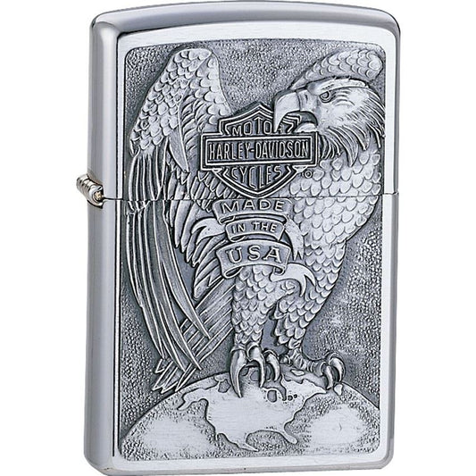 Zippo 14231 Harley Davidson Zippo Lighter with Brushed Chrome Finish