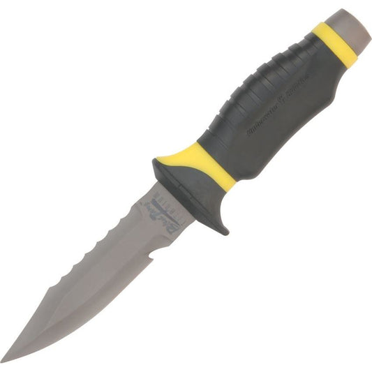 Underwater Kinetics 30061 Tang Titanium Fixed Titanium Clip Blade Knife with Black and Yellow Handle