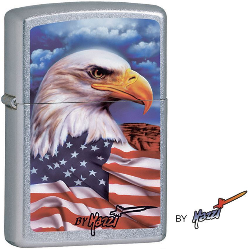 Zippo 24764 Mazzi Freedom Watch Eagle Lighter with Chrome Finish