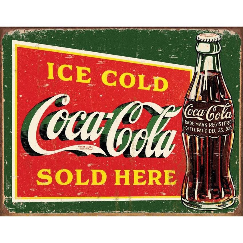 Tin Sign 1393 Coke Ice Cold Green Rich Vibrant Colors and Heavy Embossing Tin Sign