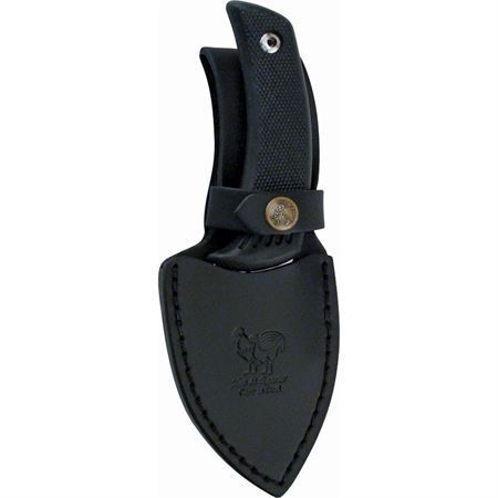 Hen & Rooster 5009 Guthook Hunter Fixed Stainless Blade Knife with Checkered Black Rubber Handle