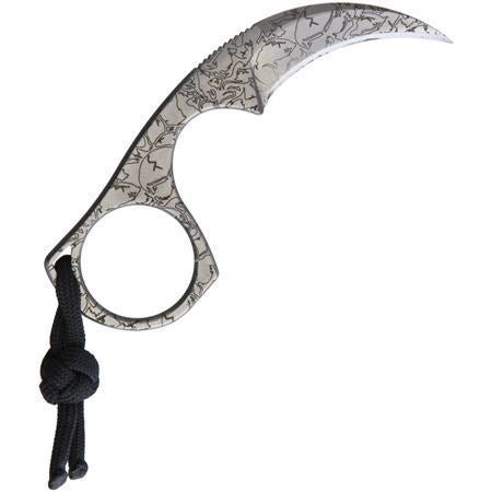 Bastinelli Creations 06S Diagnostic Karambit Skull One Piece Bohler Fixed Blade Knife Bohler Handles