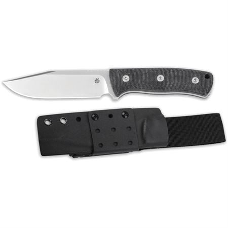 QSP Knife 134A Bison Satin Fixed Blade Knife Black Handles