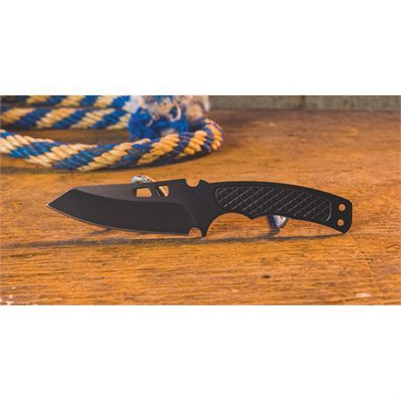 ABKT TAC 017 Recon Ops Neck Fixed Blade Knife Black Handles