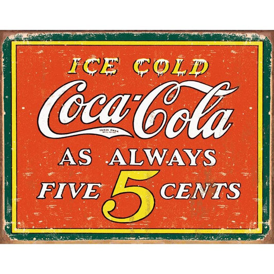 Tin Sign 1471 Tin Sign Coke Always Five Cents