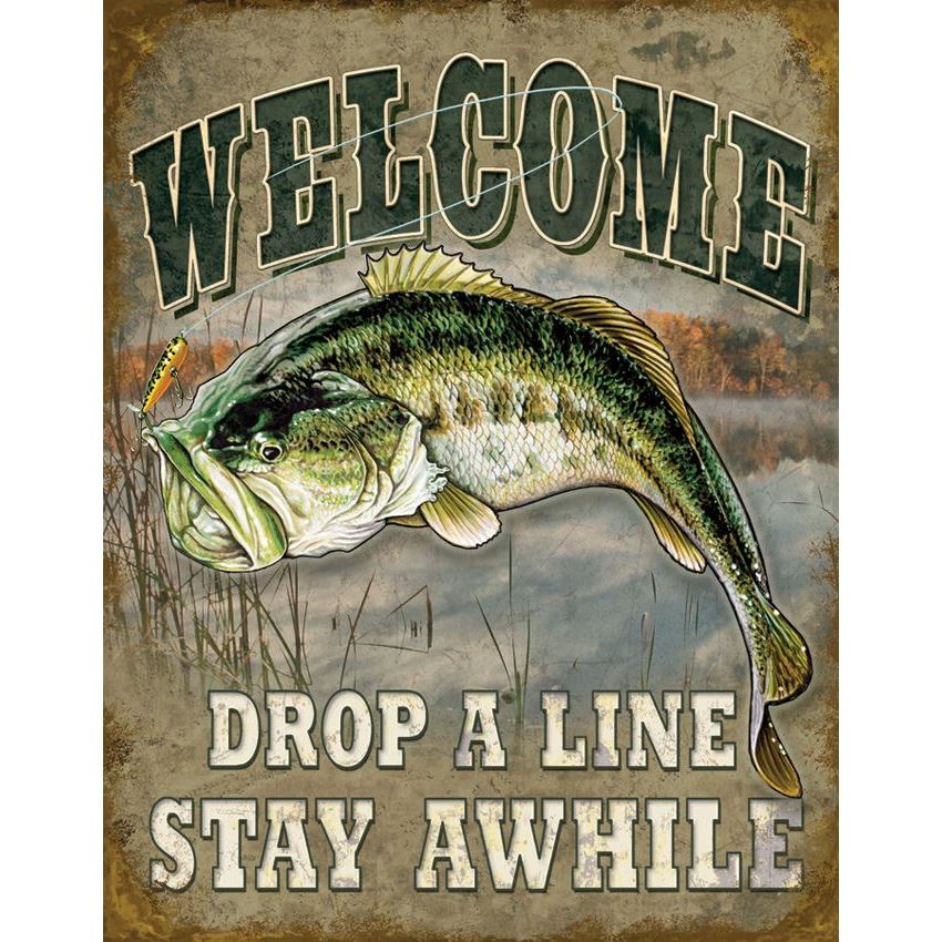 Tin Sign 1669 Tin Sign Welcom Bass Fishing