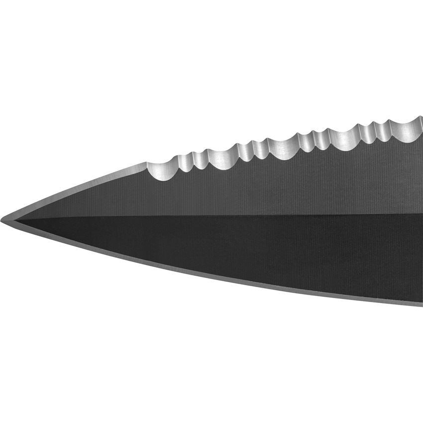 TB Outdoor 002 Protecteur Tactical Serrated Black Fixed Blade Knife Black Handles