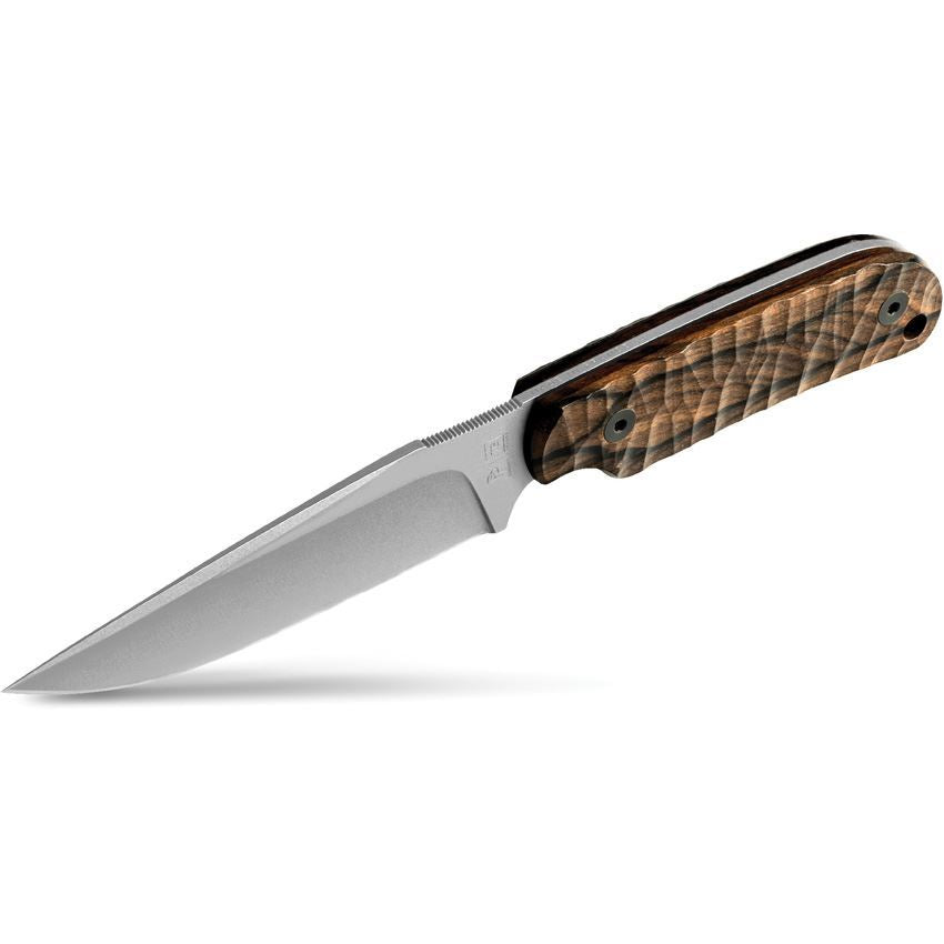 TB Outdoor 047 Commandeur Satin Fixed Blade Knife Brown Handles