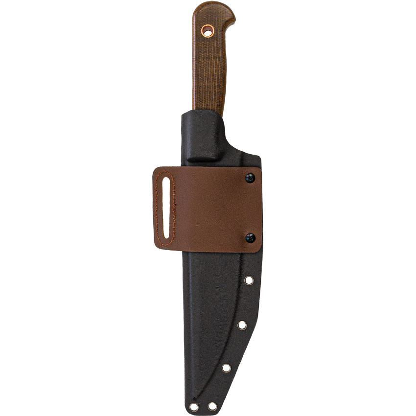 Station IX 002 The Partisan Black Fixed Blade Knife Brown Handles