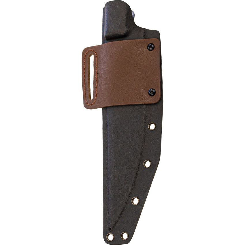 Station IX 002 The Partisan Black Fixed Blade Knife Brown Handles