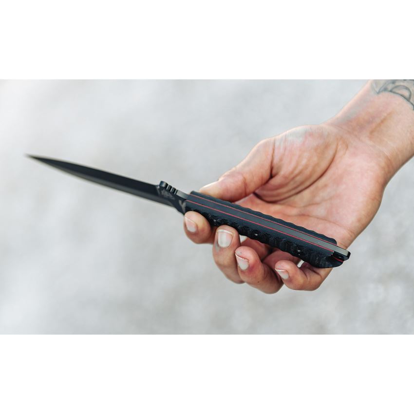 TOPS SZEX02 Szabo Express Double Edge Black Fixed Blade Knife Black Handles