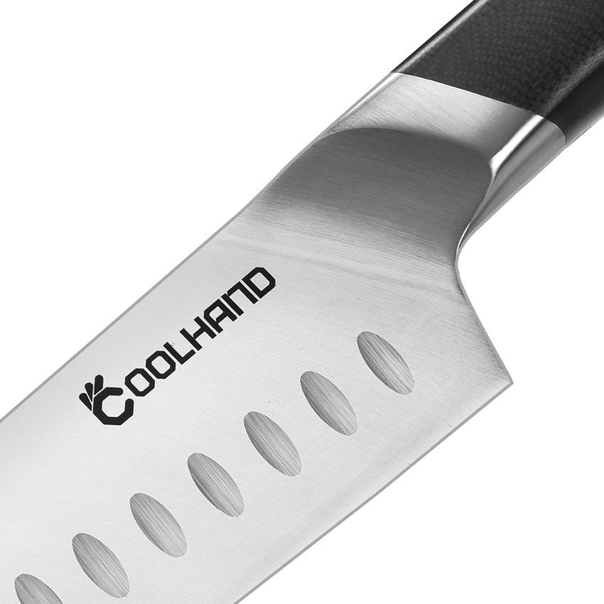 Coolhand 7197GG10 Santoku 7197GG10 Stainless Fixed Blade Knife Black Handles