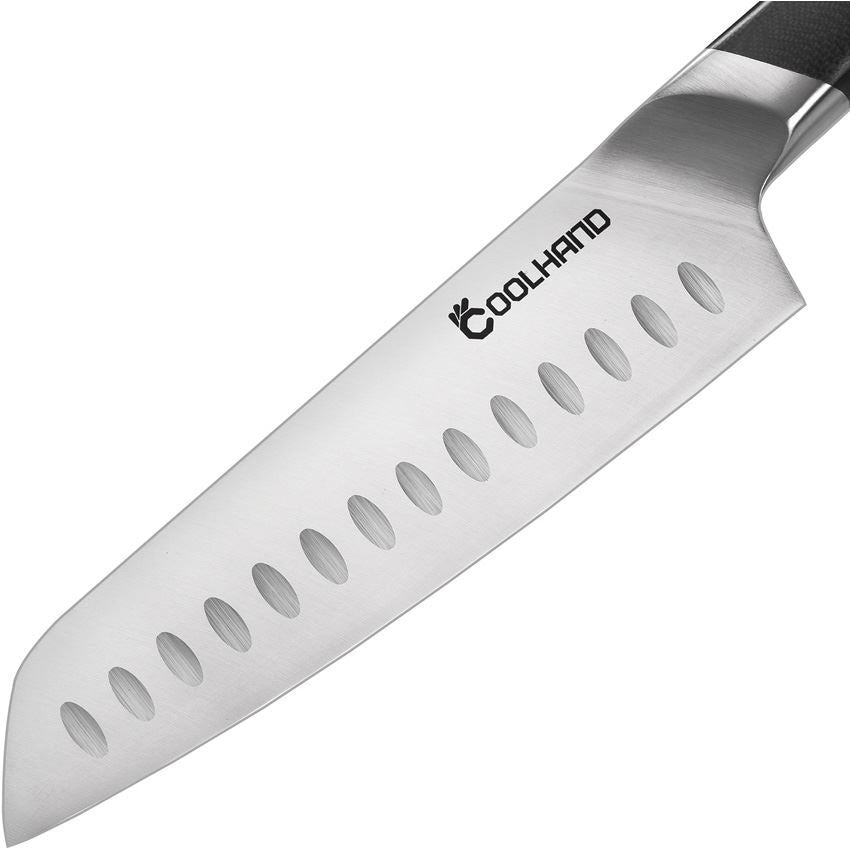 Coolhand 7197GG10 Santoku 7197GG10 Stainless Fixed Blade Knife Black Handles