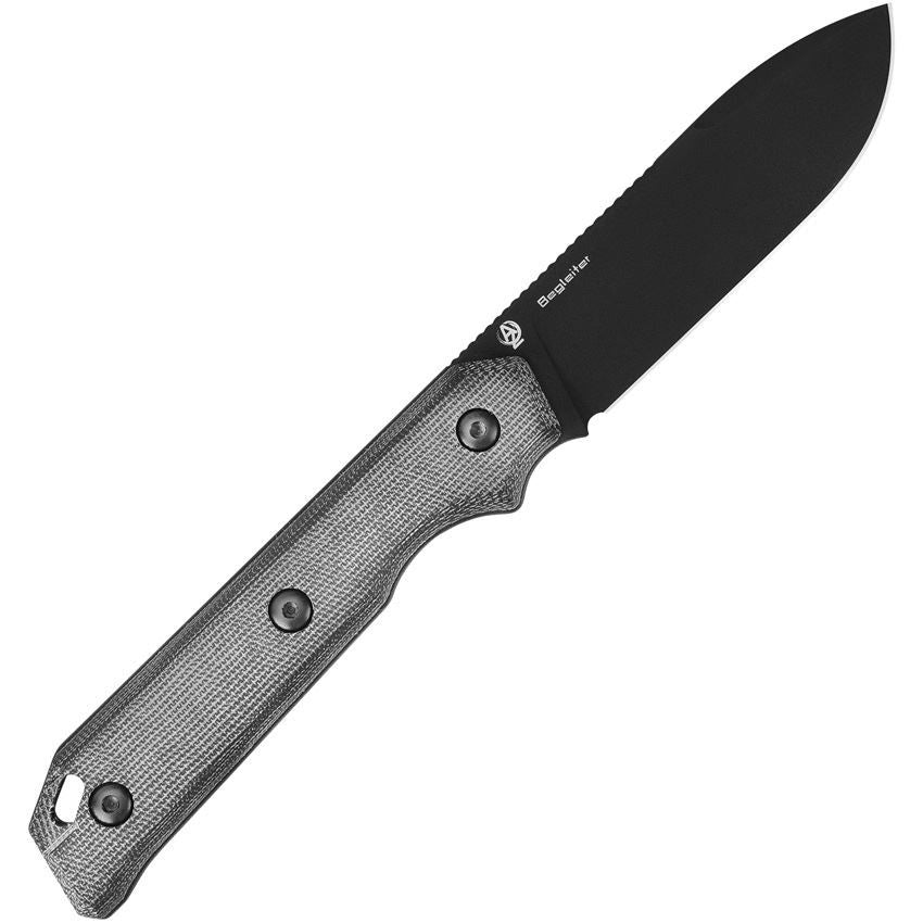 Kizer 1045C1 Begleiter Black Powder Coated Fixed Blade Knife Black Handles