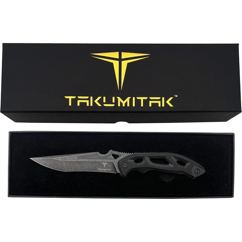 Takumitak 209SW Unhinged Black Fixed Blade Knife Black Handles