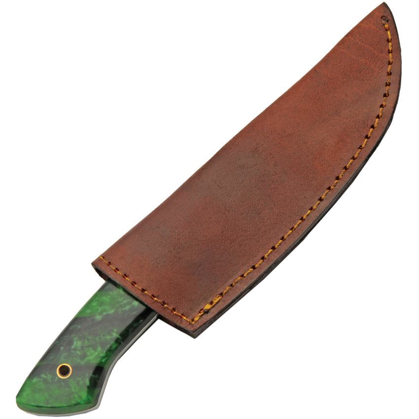 Pakistan 203463 Emerald Wave Hunter Satin Fixed Blade Knife Green/Black Handles