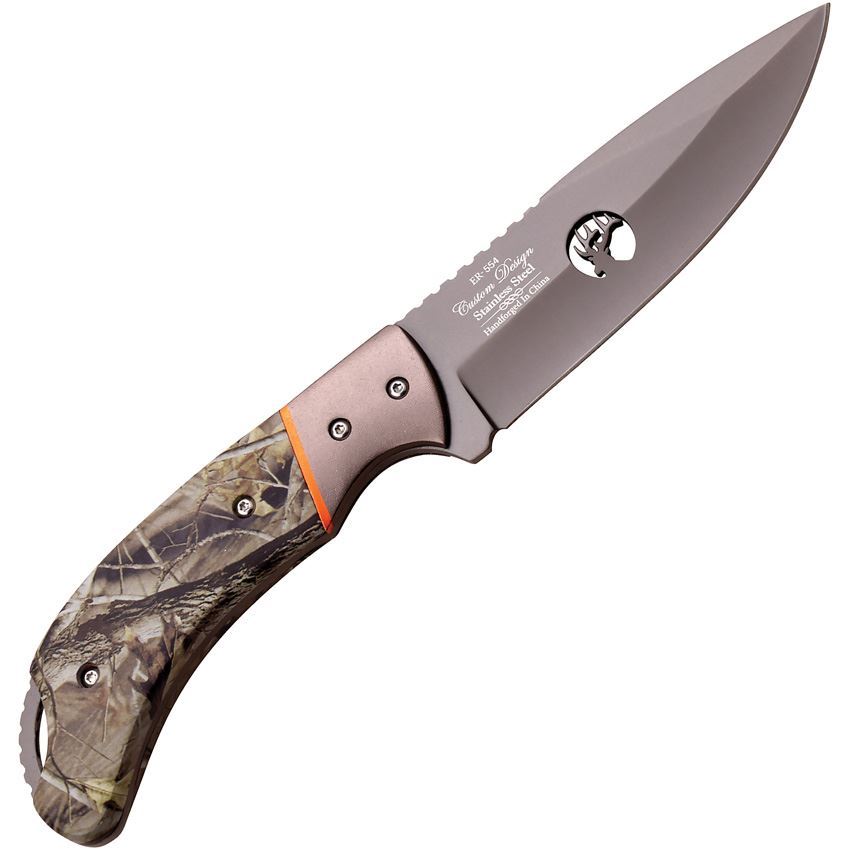 Elk Ridge 554CA Gray Titanium Fixed Blade Fixed Blade Knife Camo Handles