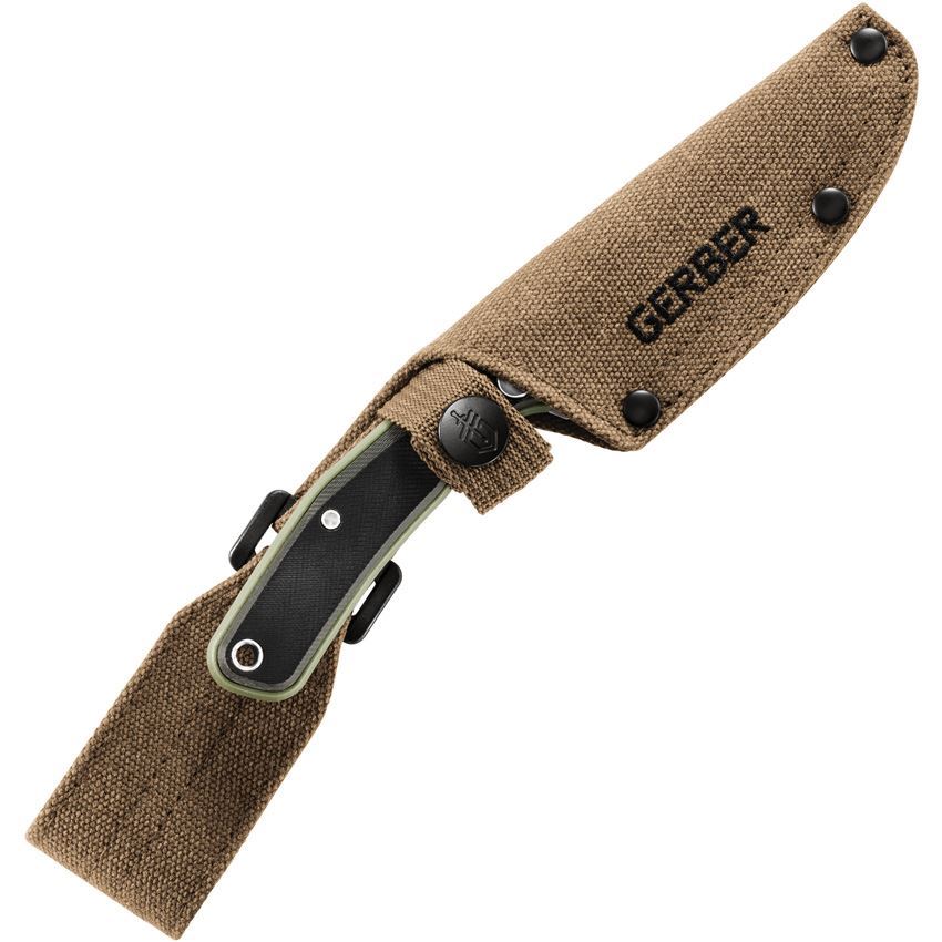 Gerber 3934 Downwind Caper Stonewash Fixed Blade Knife Black/Green Handles