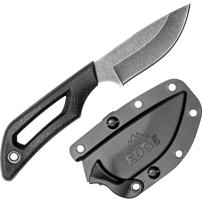 Outdoor Edge Pivot Fixed Blade DP Black Pivot Blackstone Fixed Blade Knife Black Handles