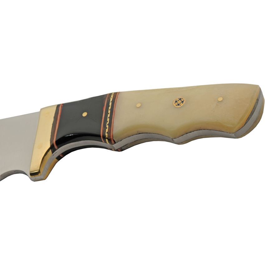 Pakistan 203452BO Skinner Buffalo Bone Satin Fixed Blade Knife Black Handles