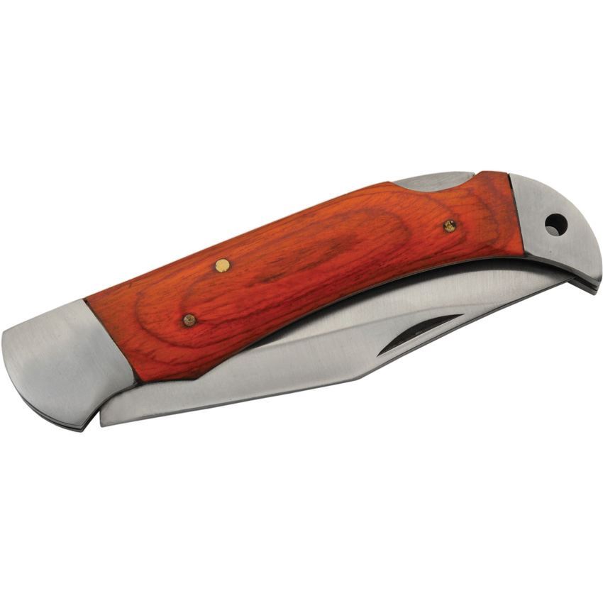 Pakistan 203477 Eagle Tail Lockback Knife Orange Pakkawood Handles