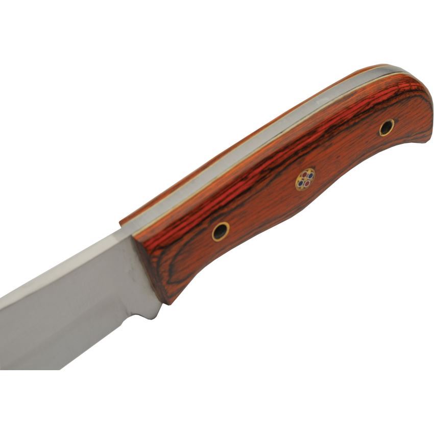 Pakistan 203494 Hunter Mosaic Pin Satin Fixed Blade Knife Brown Handles