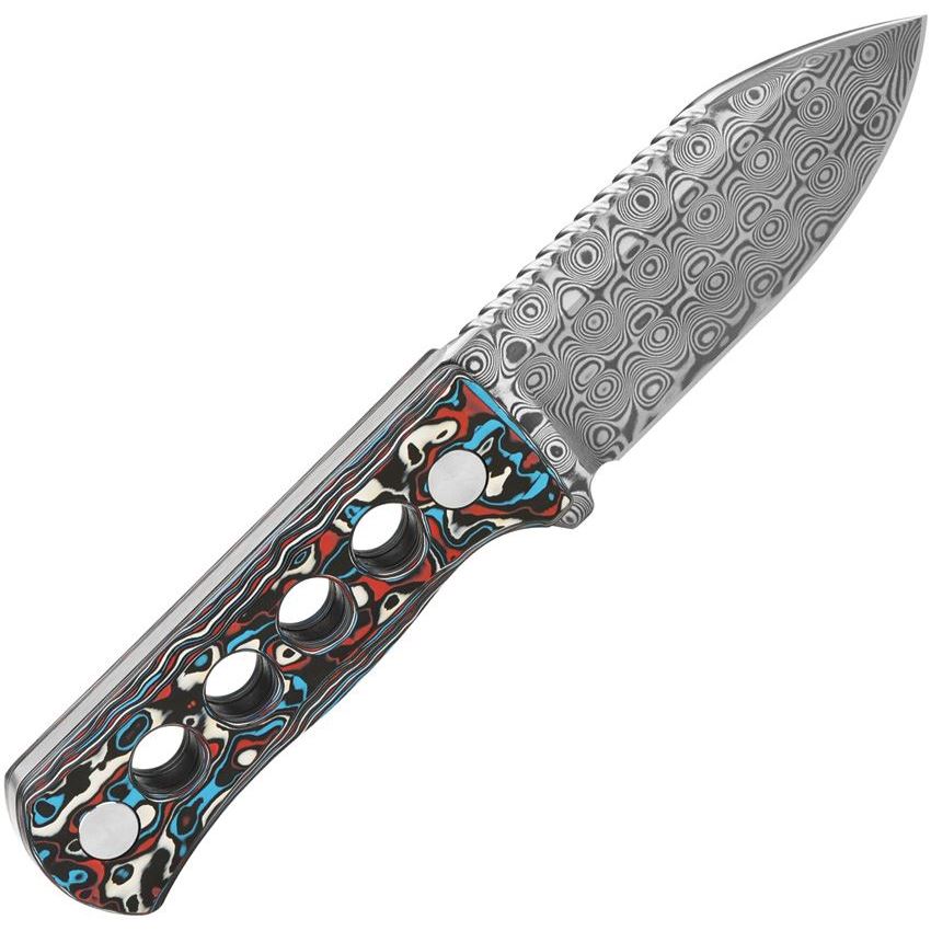 QSP 141J Canary Neck 141J Steel Fixed Blade Knife Red White/Blue Handles