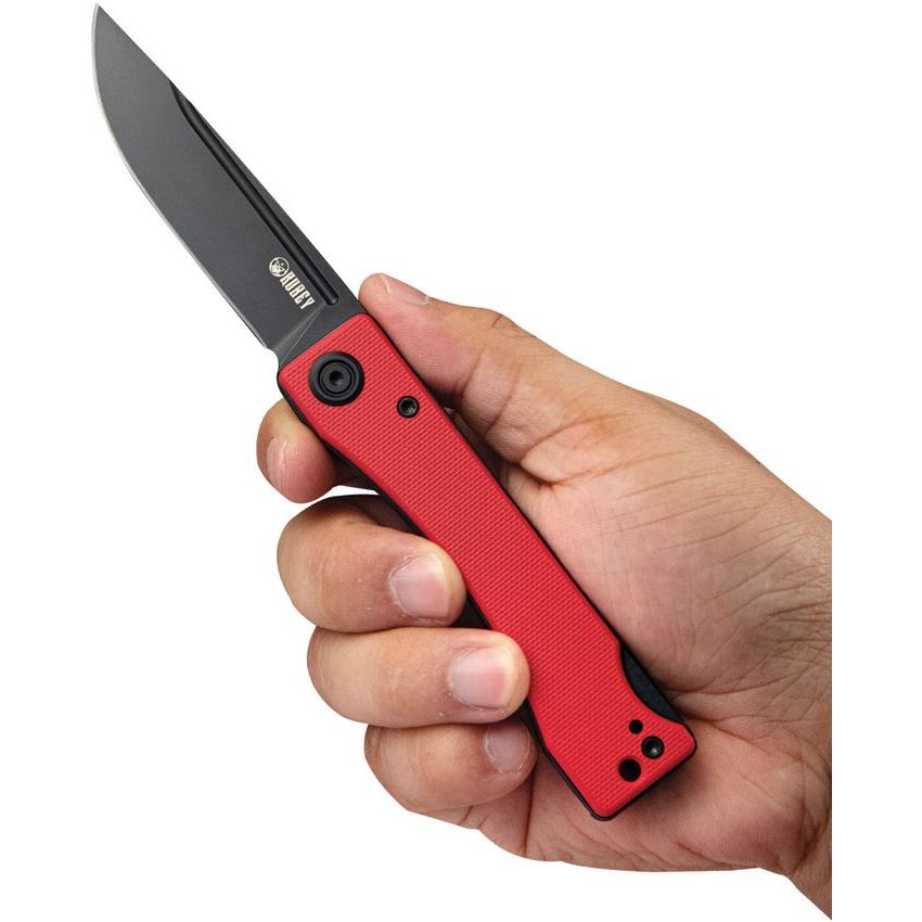 Kubey 2102C Akino Lockback Knife Red G10 Handles