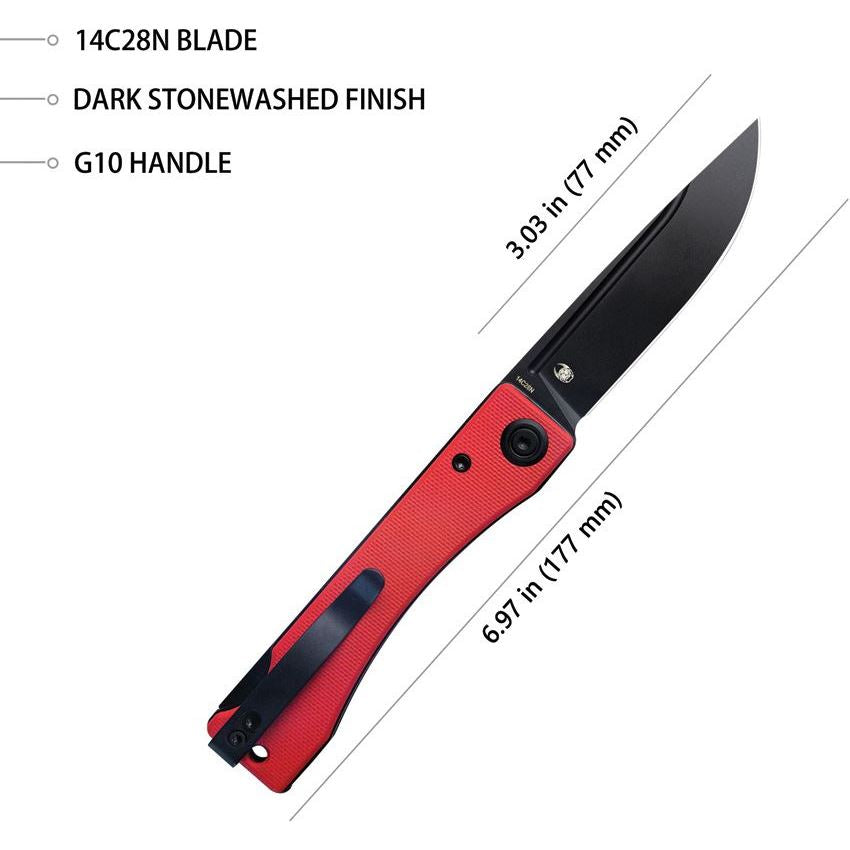 Kubey 2102C Akino Lockback Knife Red G10 Handles