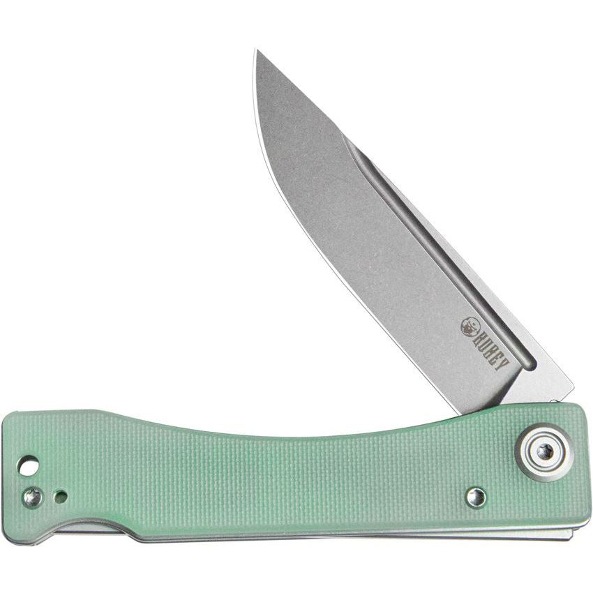 Kubey 2102B Akino Lockback Knife Jade G10 Handles