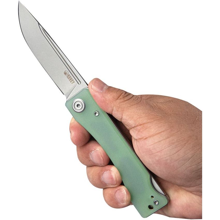 Kubey 2102B Akino Lockback Knife Jade G10 Handles