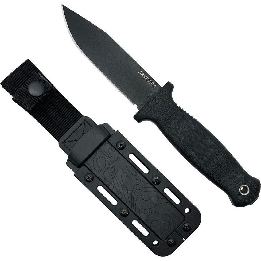 Demko 09645 Armiger 4 Clip Black Fixed Blade Knife Black Handles