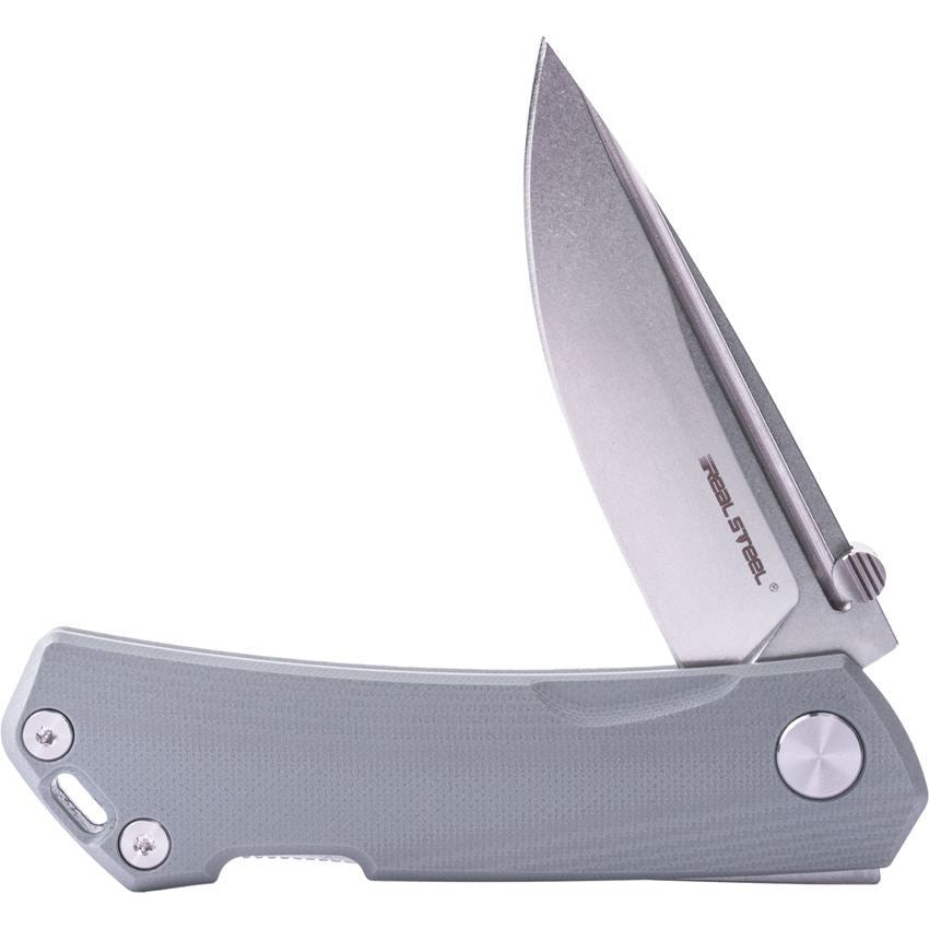 Real Steel 7091EG Luna Maius Lockback Knife Gray G10 Handles