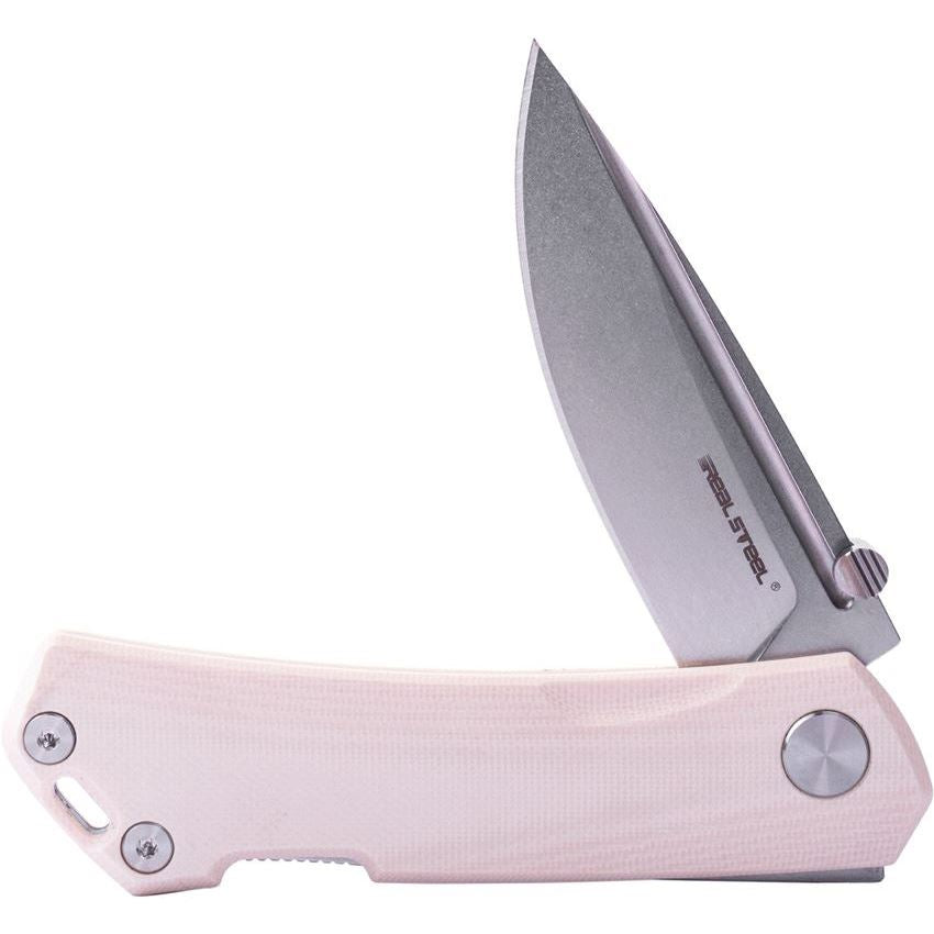 Real Steel 7091EI Luna Maius Lockback Knife Ivory G10 Handles