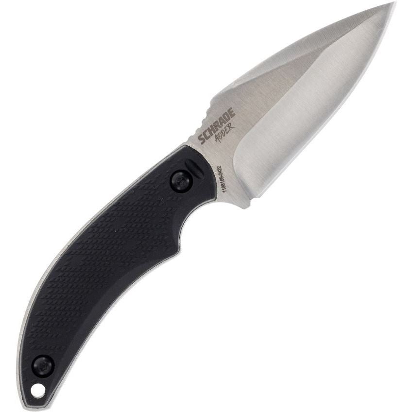 Schrade 1182521 Adder Satin Fixed Blade Knife Black Handles