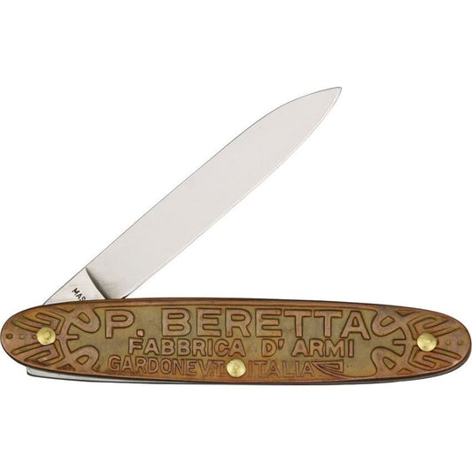 Beretta 489 Coltello Folder Folding Pocket Knife with Sculpted Bronze Handle