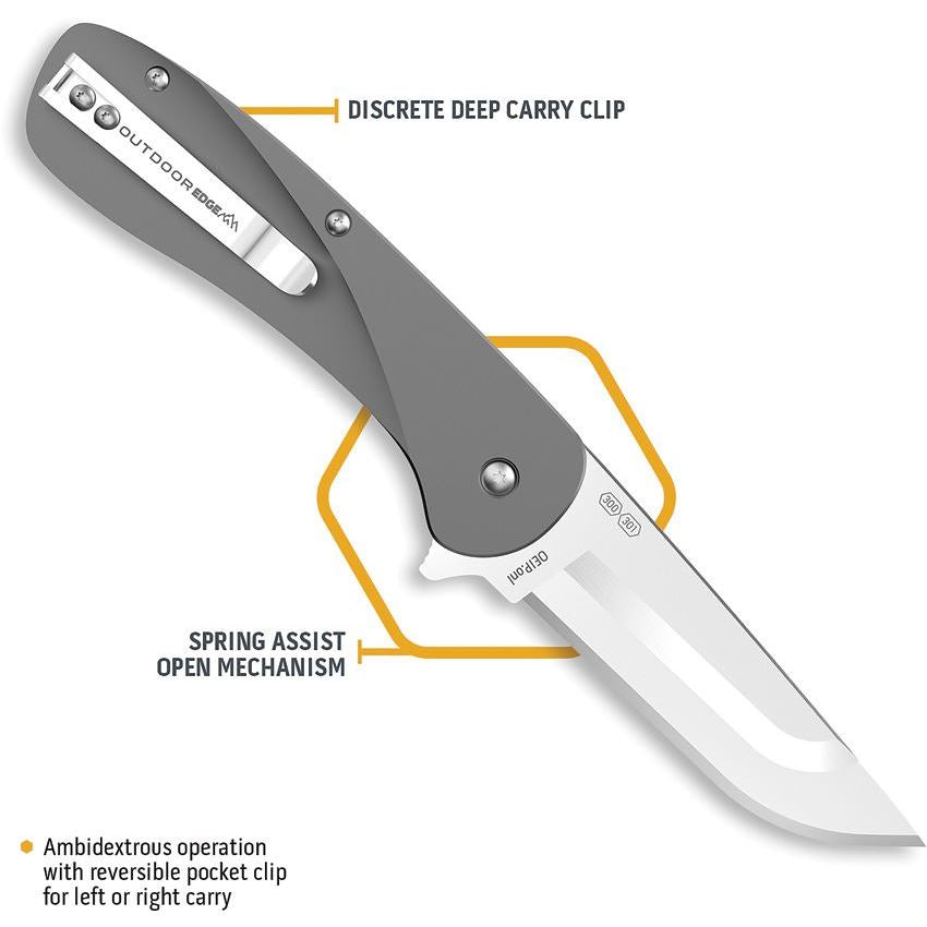 Outdoor Edge VX130A Razor VX1 Assist Open Linerlock Knife with Gray Handles