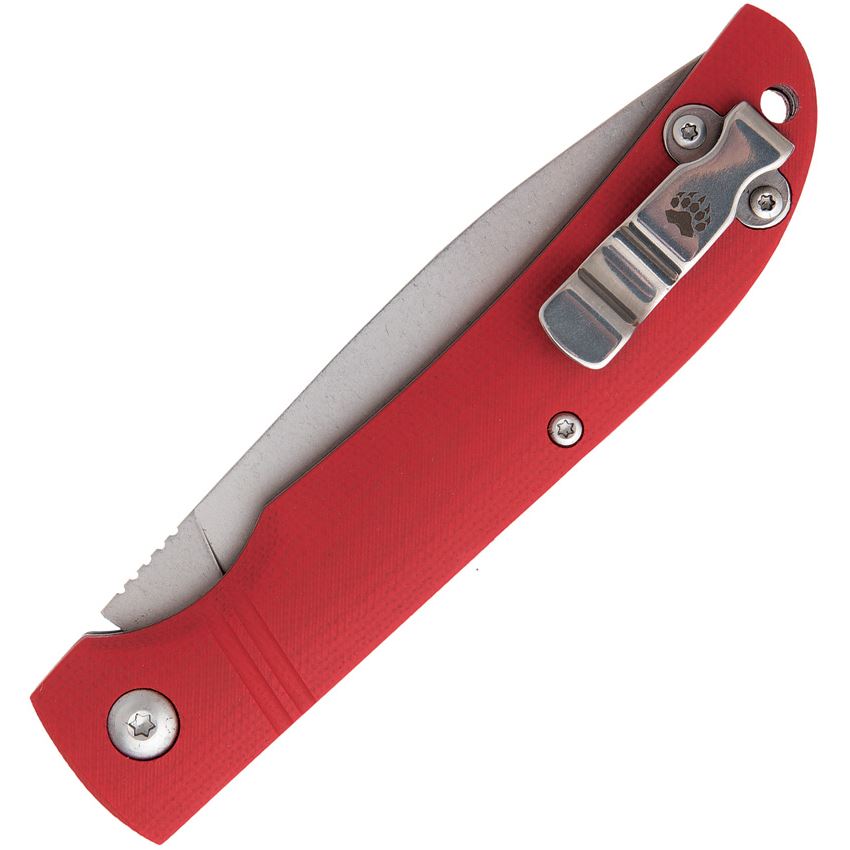 Bear & Son 457GR Drop Point Stonewashed Slip Joint Knife Red Handles