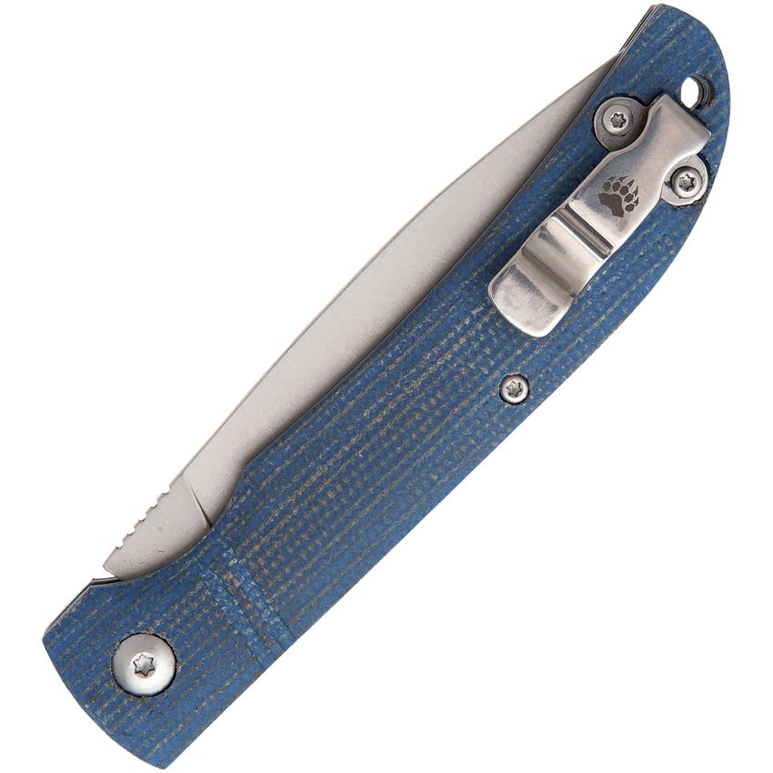 Bear & Son 457MB Stonewashed Slip Joint Knife Blue Jean Micarta Handles