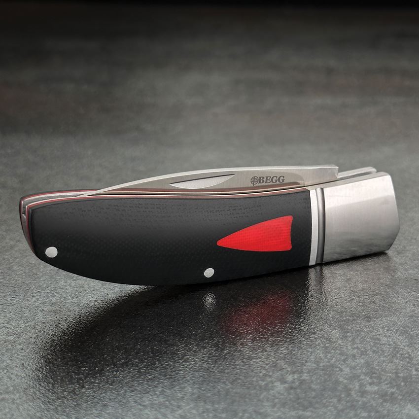 Begg 040 Black Widow Slip Joint Knife Black/Red Handles