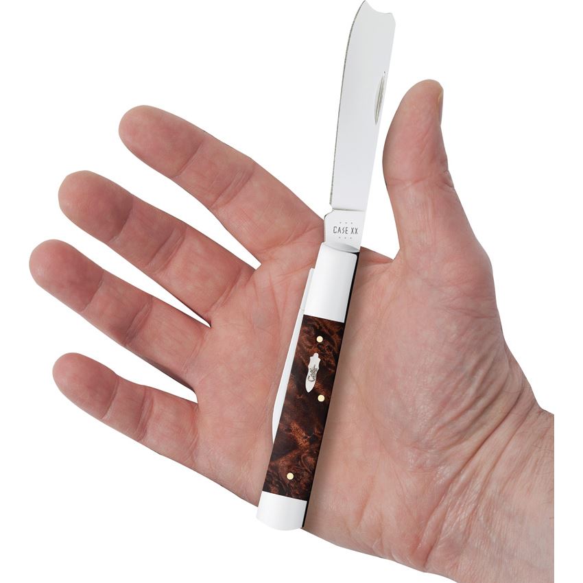 Case XX 64058 Razor Knife Brown Maple Burl Handles