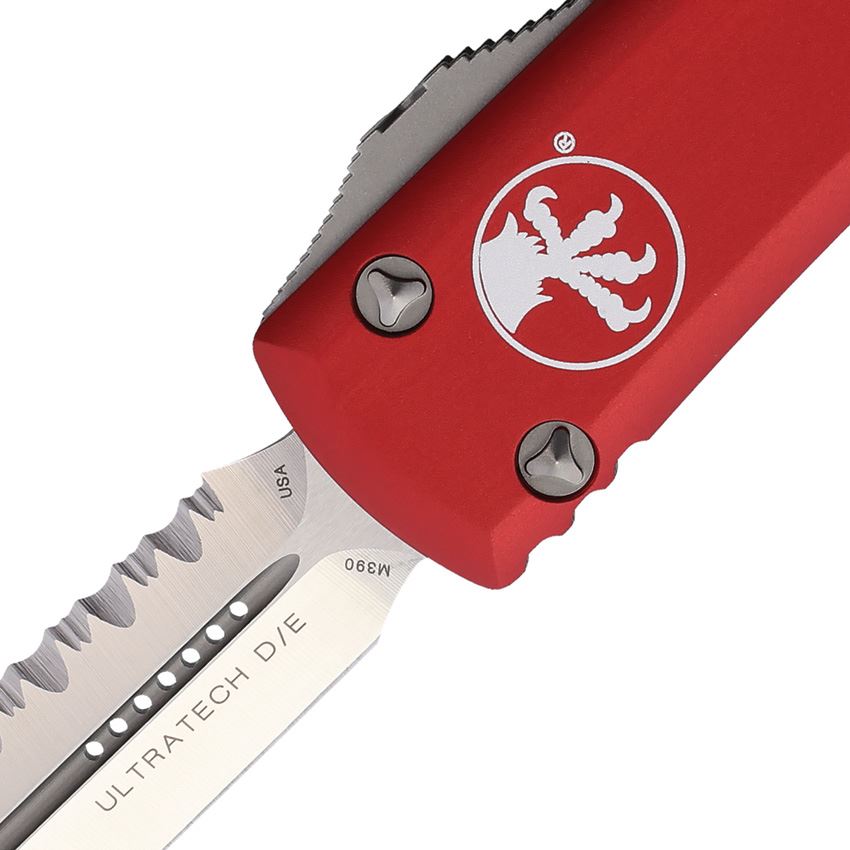 Microtech 1226RD Auto UTX-85 Serrated Double Edge Dagger OTF Knife Red Handles