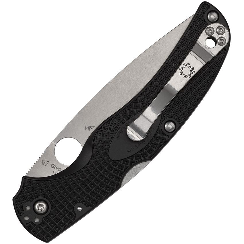 Spyderco 244SBK Native Chief Serrated Lockback Knife Black Handles