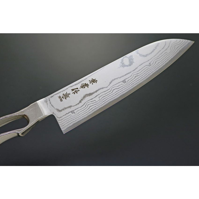 Kanetsune 193 Santoku Damascus 170mm Knife Stainless Handles