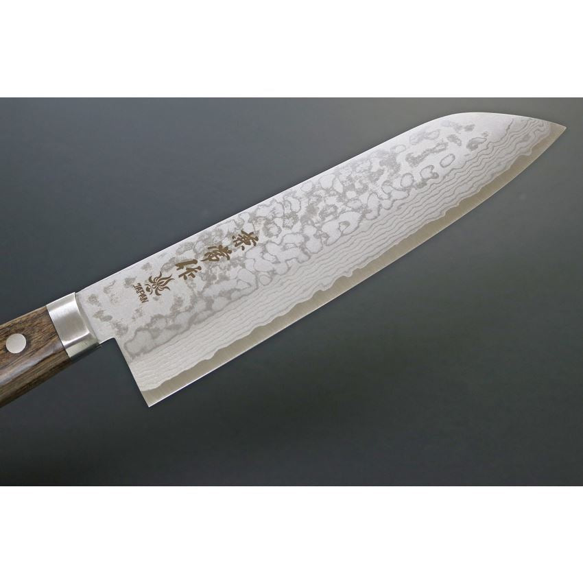 Kanetsune 370 Sairyu Santoku Damascus 165mm Knife Wood Handles