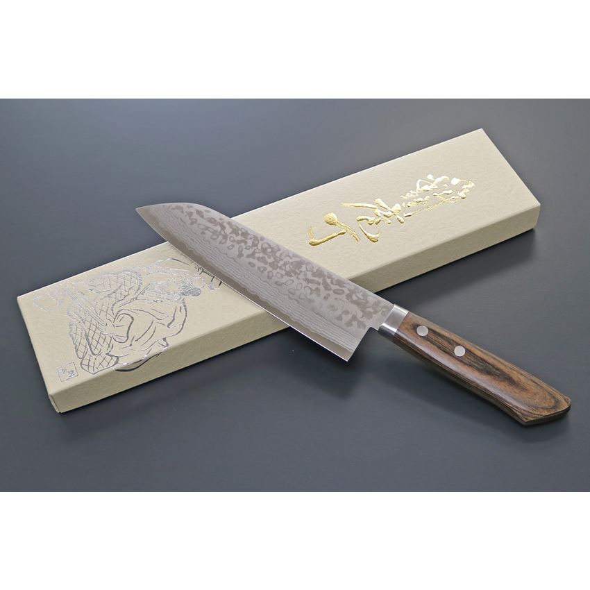 Kanetsune 370 Sairyu Santoku Damascus 165mm Knife Wood Handles