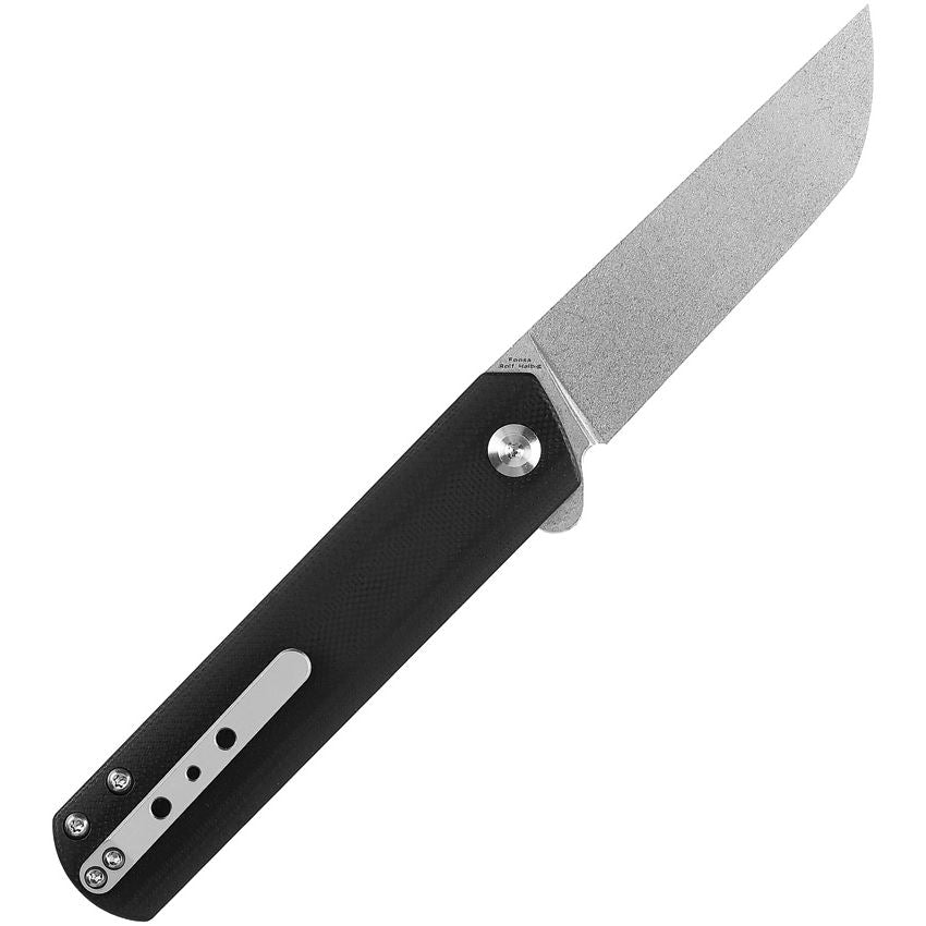 Kansept 2020T10 Foosa Stonewashed Slip Joint Knife Black Handles