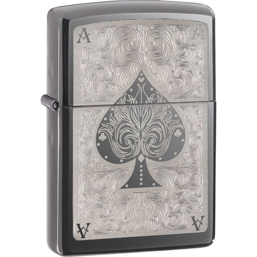 Zippo 28323 Zippo Ace Filigree Black Ice Polished with Chrome Finish