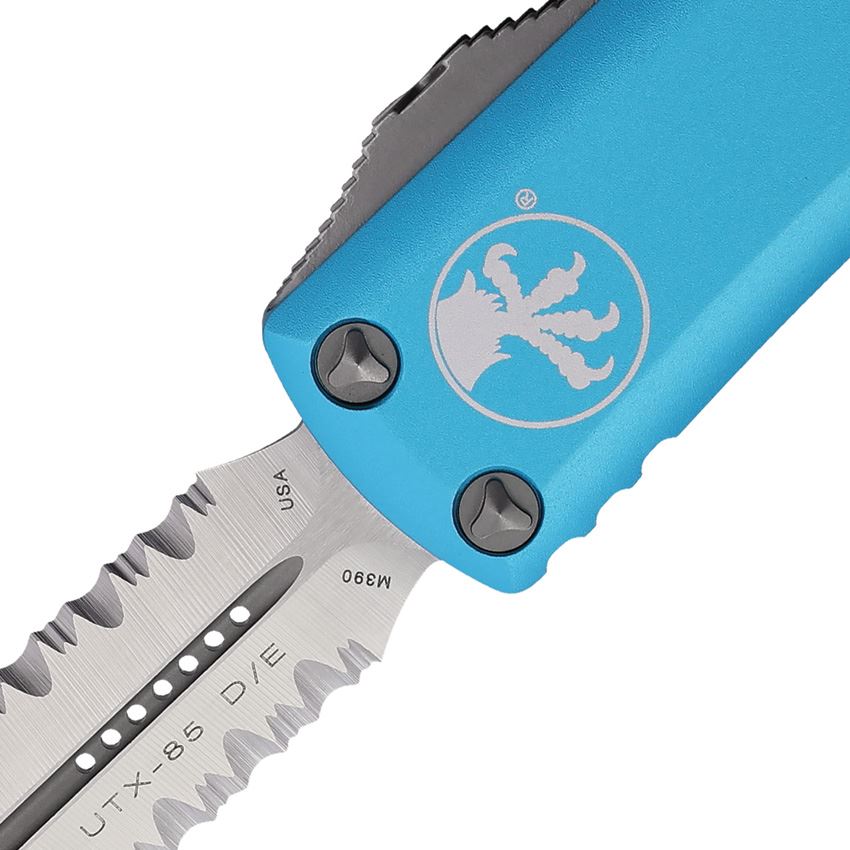 Microtech 2325TQ Auto UTX-85 Part Serrated Double Edge Dagger OTF Knife Turquoise Handles