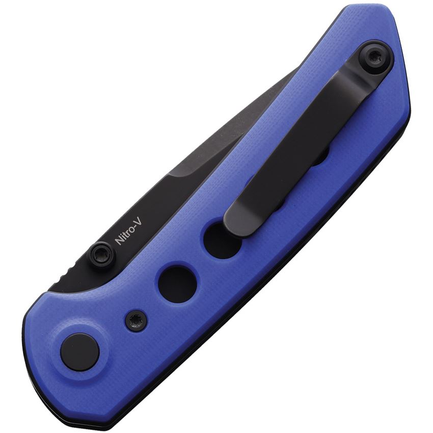 Reate 142 PL-XT Black Pivot Lock Knife Blue Handles